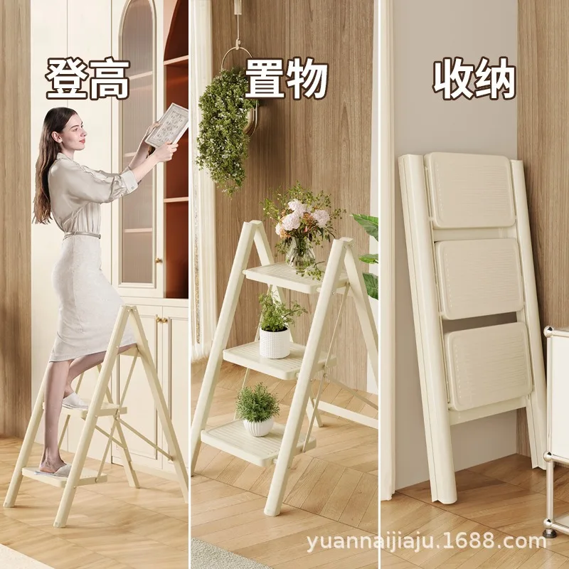 Escalera plegable gruesa multifuncional, escalera telescópica en espiga para el hogar de 3or4, taburete portátil con pedales antideslizantes