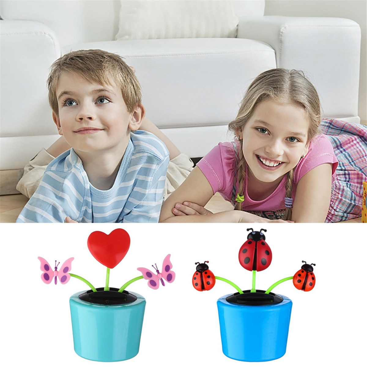 A72P 4PCS Solar Powered Dancing Bee & Sunflower Toys, Animated Bobblehead Dancer for Home, Office, & Car Decor