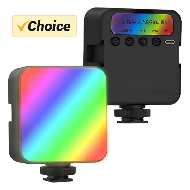 Luz de relleno RGB de bolsillo, luz LED portátil para vídeo, Mini Luz de relleno para cámara, Smartphone, GoPro, portátil, Selfie, lámpara RBG ajustable