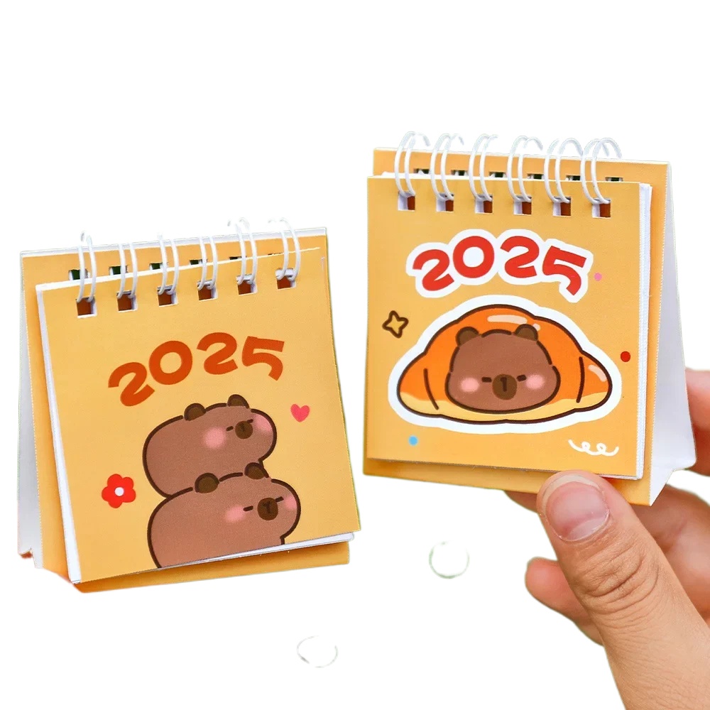 Capybara-Cartoon-Kalender, einfacher Schreibtisch, erfrischend, Mini-Desktop-Notiz, Spulenkalender, Buch, Büro, Schulbedarf, Weihnachtsgeschenk
