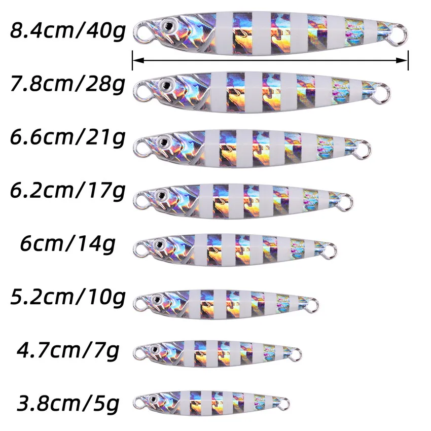 3/5/8pcs Metal Jig Fishing lure Set 7g 10g 14g 21g 28g 40g Sea Shore Casting Jigging lures Jigs Spoon Saltwater Artificial Bait