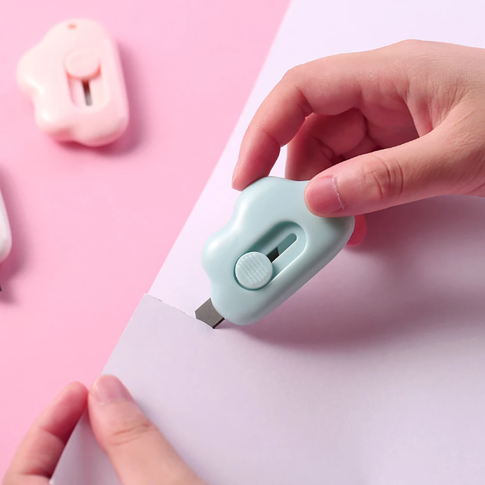 Mini couteau utilitaire de poche Cloud Art, boîte couteau coupe-papier emballage artisanal lame rechargeable couteau utilitaire coupe-papier papeterie