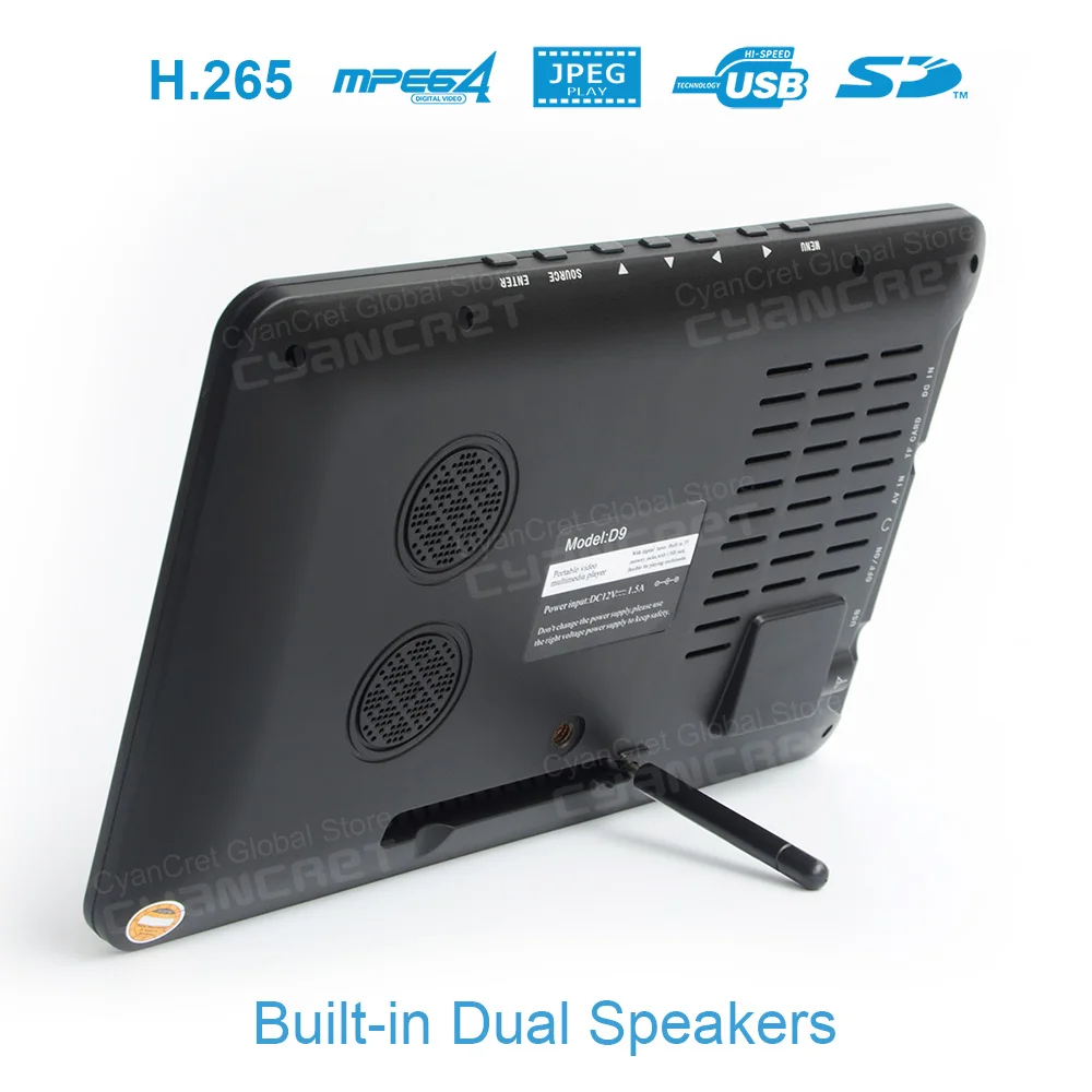 Leadstar D9 9นิ้วทีวีขนาดพกพา DVB-T2 TTT ดิจิตอลและอนาล็อก TTT รถยนต์ขนาดเล็กรองรับ USB TF PVR MP4 AC3 H.265