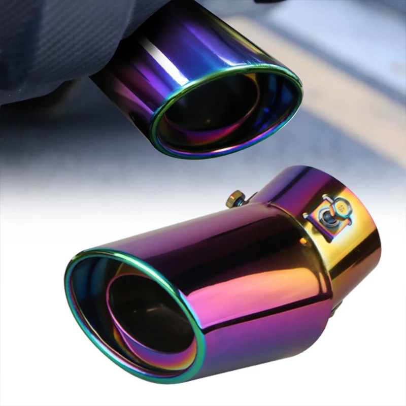 1PCS 2.5 "Inlaat Auto Auto Uitlaat Tip Pijp Rvs Chrome Trim Achter Staart Keel Voor de meeste Auto's