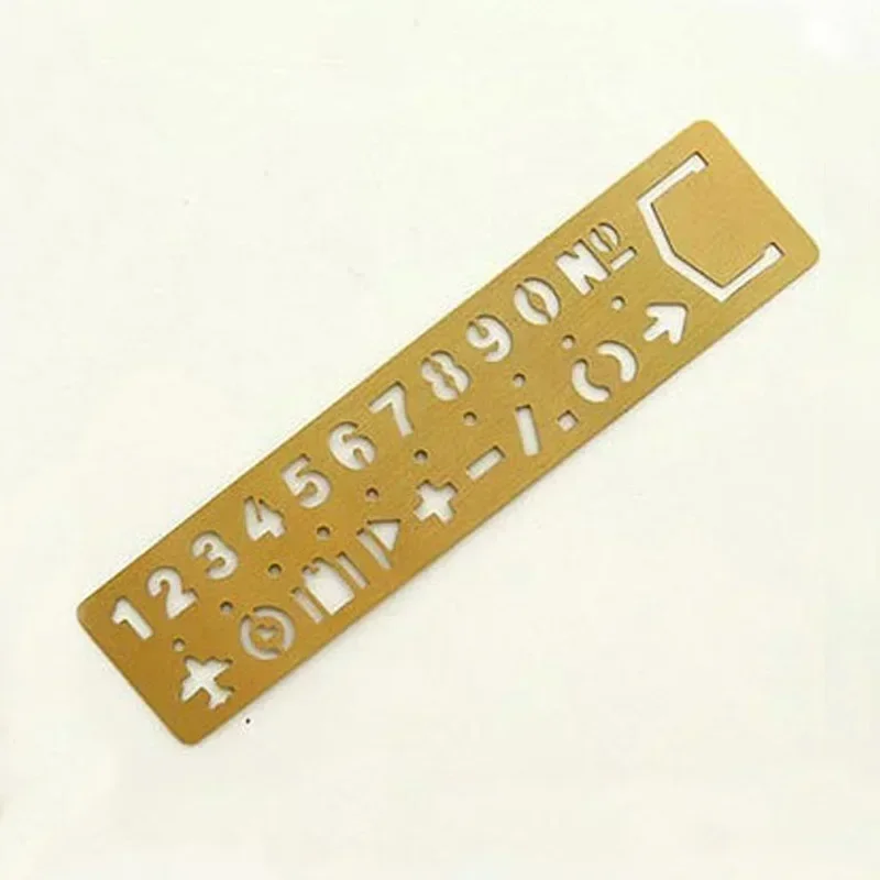 Multifunctional Metal Hollow Straight Ruler Number Letter Pattern Bookmark Kawaii Stationery Drawing Template Measuring Tool