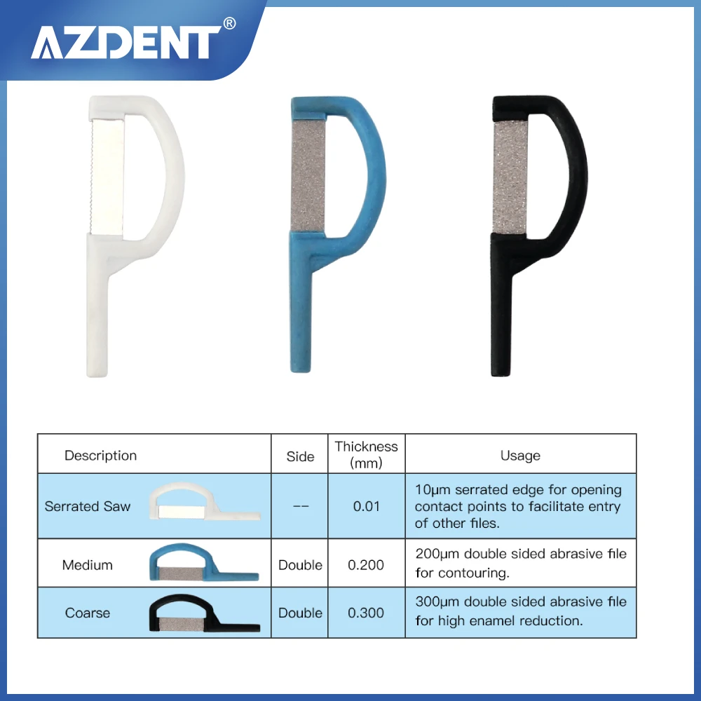 AZDENT Nha Khoa Chỉnh Nha Interproximal Men Giảm Tự Động Dải Răng Cưa Vừa Thô 2 Mặt