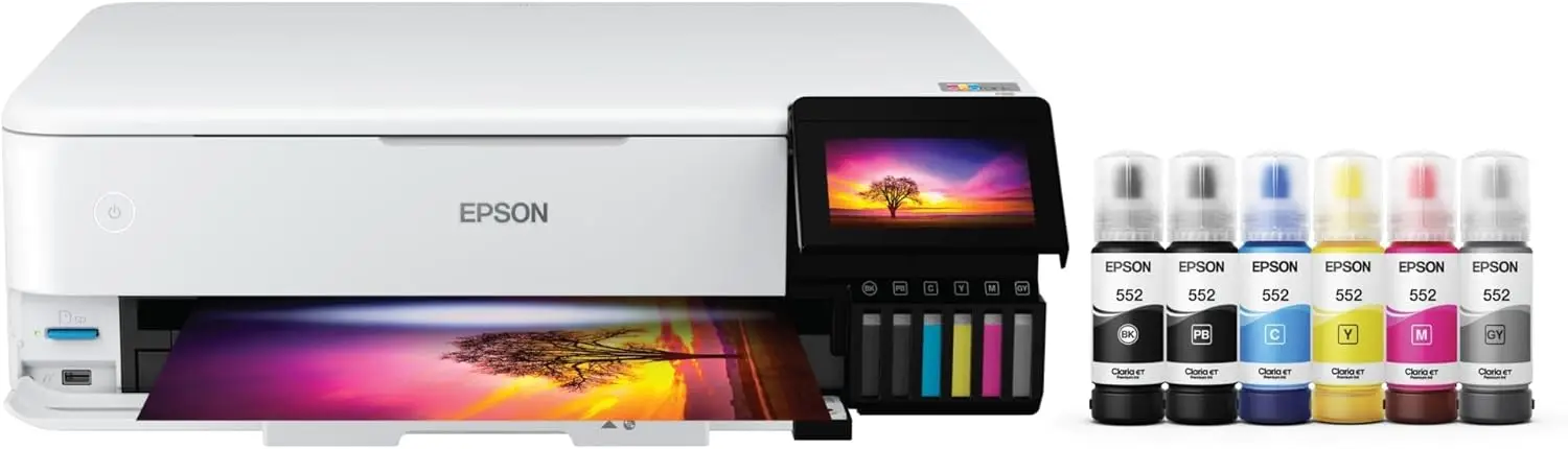 EcoTank Photo ET-8550 Wireless Wide-Format All-in-One Supertank Printer with Scanner, Copier, Ethernet and 4.3-inch