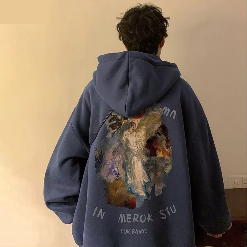남성용 새로운 고스 그래픽 프린트 풀오버 후드 Y2K 빈티지 streetwear 후드 티셔츠 가을 헐렁한 힙합 패션 Hoody