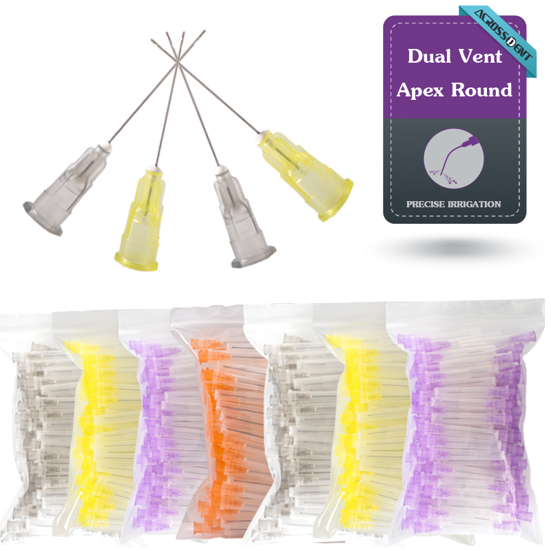 Agulha de irrigação dentária endo, agulha de limpeza endodontia, cânula de descarga, odontologia, ponta de enxágue, bolsa com zíper, 100 e 200 peças