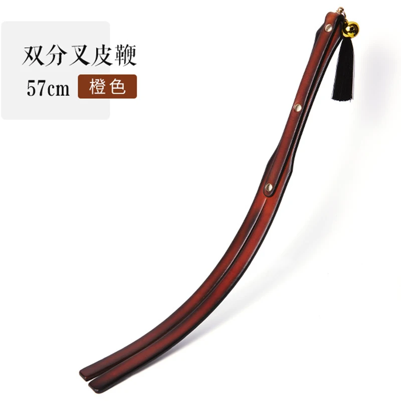 Frusta in vera pelle di mucca a due strati da 57 cm, frusta per cavallo con pagaia per batte equestre per equitazione equestre