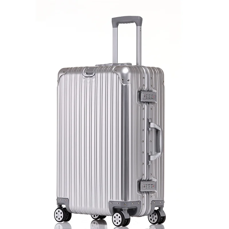 Hochwertiger Reisekoffer aus 100 % Aluminium-Magnesium-Legierung, 20/24/26/29 Zoll, Rollgepäck, Handgepäck, Kabinenkoffer