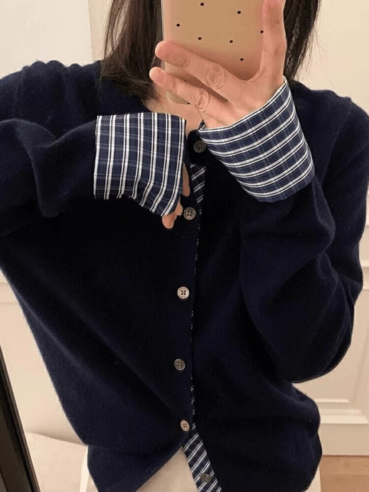 レディース シャツ セーター コンボ ニット カーディガン 春 2025 ウール ブレンド デザイン センセーション ニッチ 長袖 ラウンドネック ボタンアップ