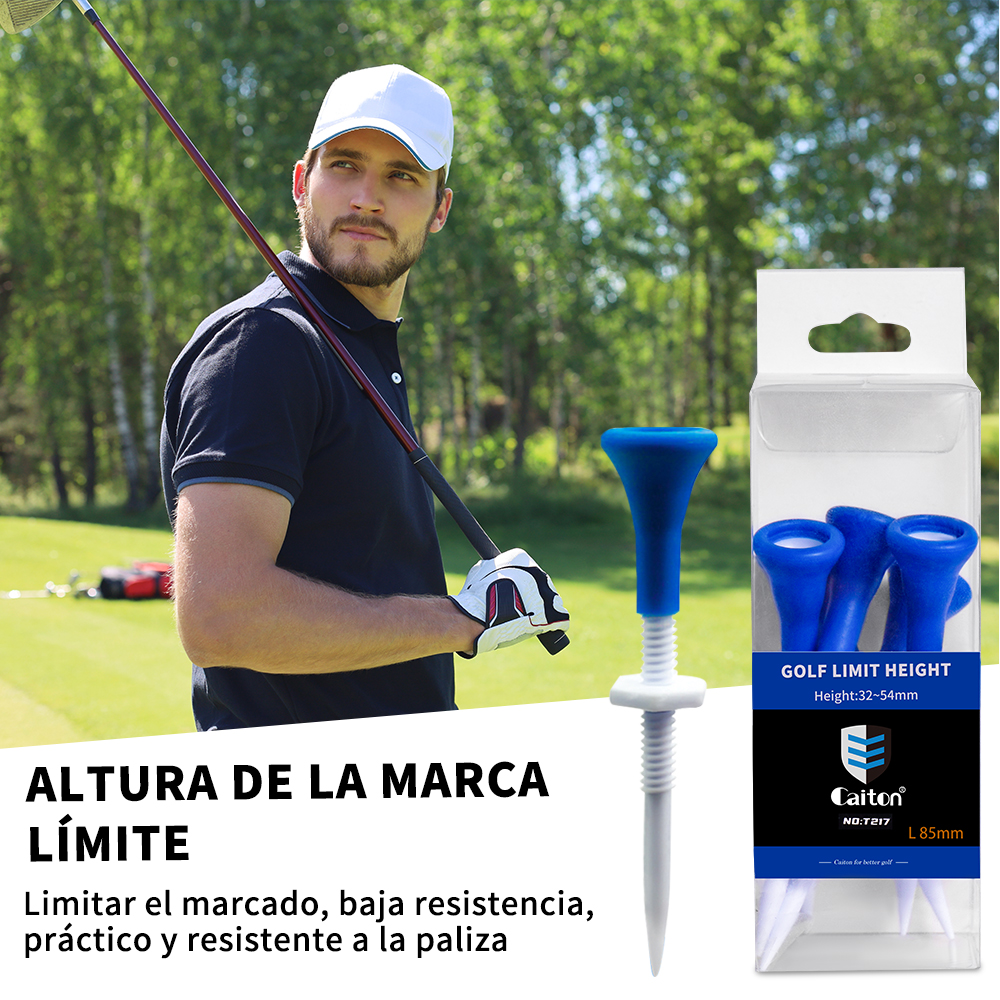 Caiton 5 camisetas de golf de plástico ajustables de 85 mm/3,34 pulgadas, rango de 22 mm/0,87 pulgadas, cabeza de goma suave, duraderas y ligeras para disparos estables