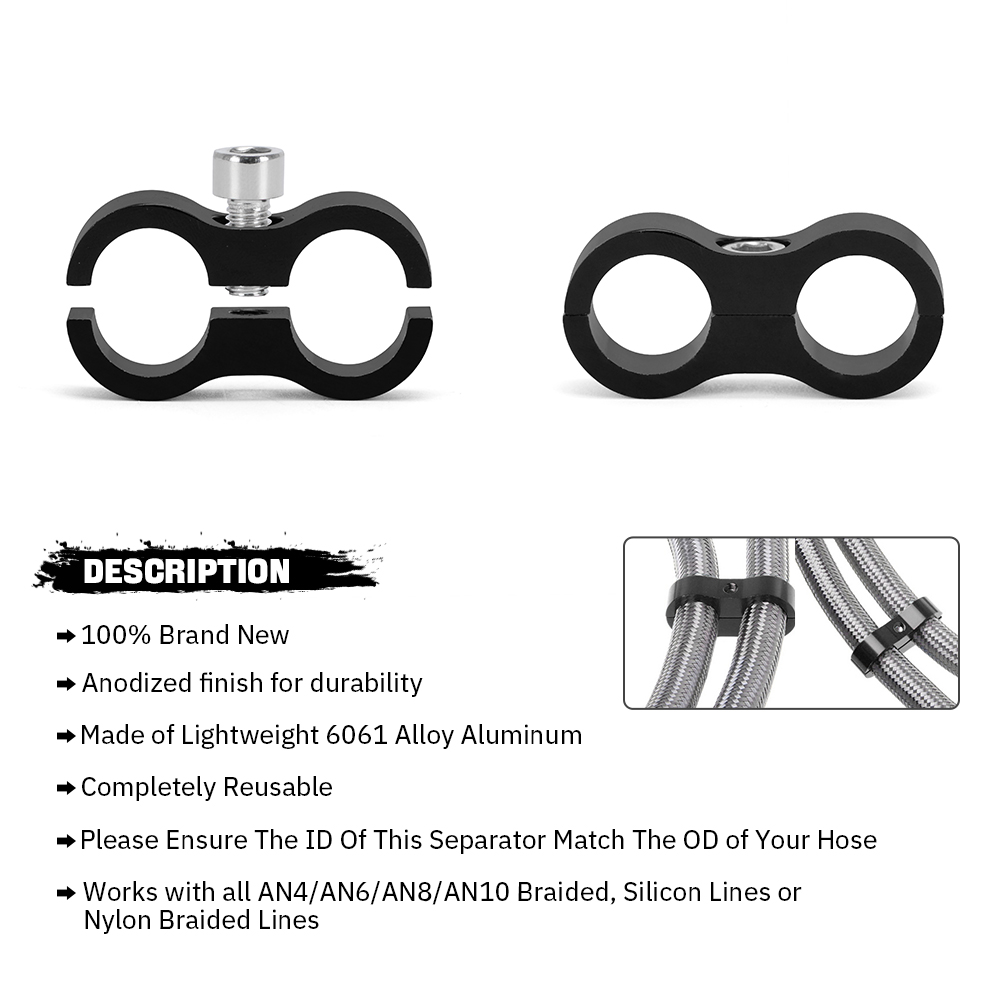 1PC Universal AN4 AN6 AN8 AN10 AN12 Billet Öl Kraftstoff Wasser Schlauch Rohr Seprator Teiler Clamp aluminium linie separator JR-SLJN01