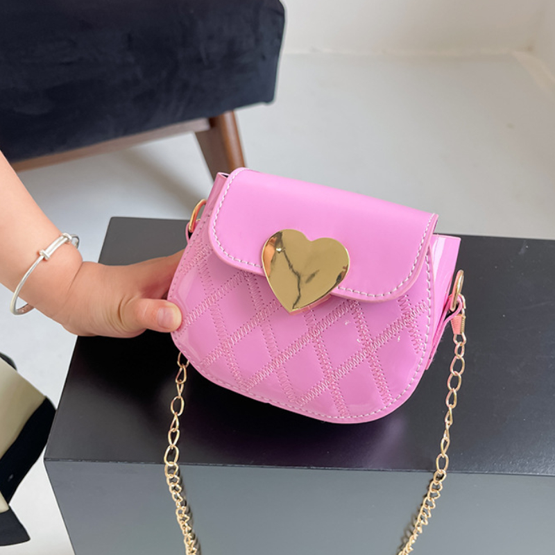 Stickerei Gewinde Mädchen Schulter Tasche Glänzenden Liebe Herz kinder Kleine Umhängetaschen Patent Leder Prinzessin Geldbörse Handtasche