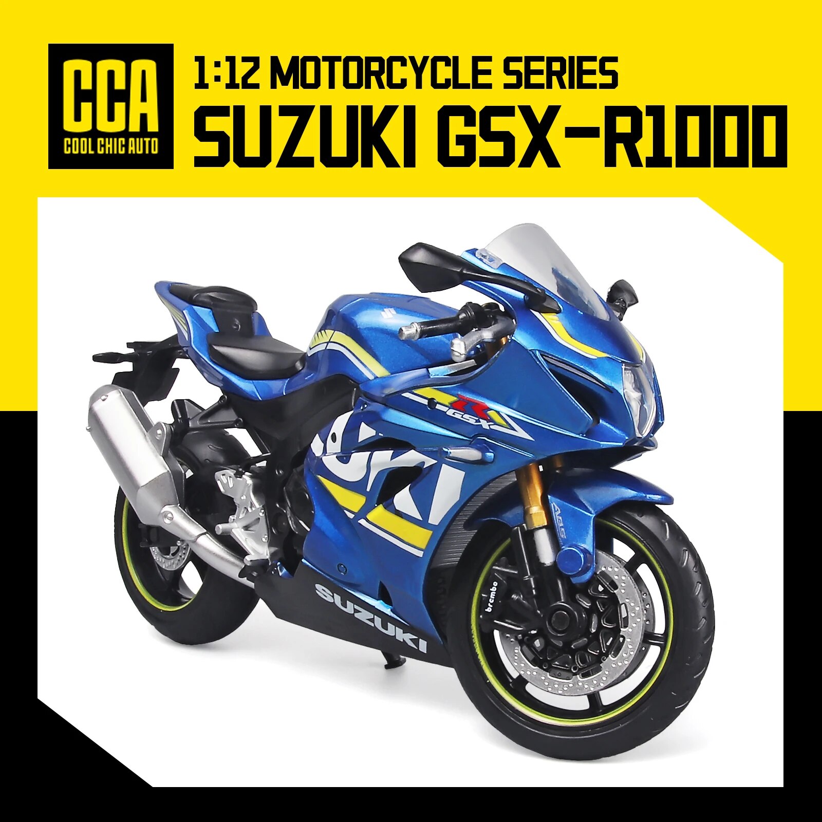 CCA Escala 1:12 SUZUKI GSX1000 Modelo de motocicleta fundida - Design realista, ideal para entusiastas de bicicleta, presente perfeito para todas as idades