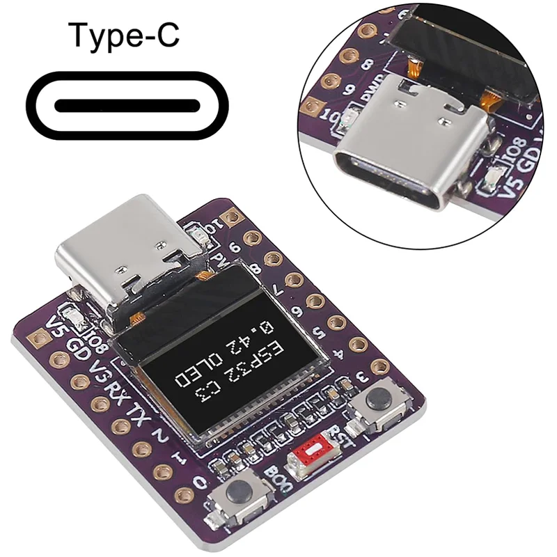 Aokin ESP32-C3 Development Board With 0.42 Inch OLED Module Ceramic Antenna Wifi Bluetooth ESP32 Supermini Development Board