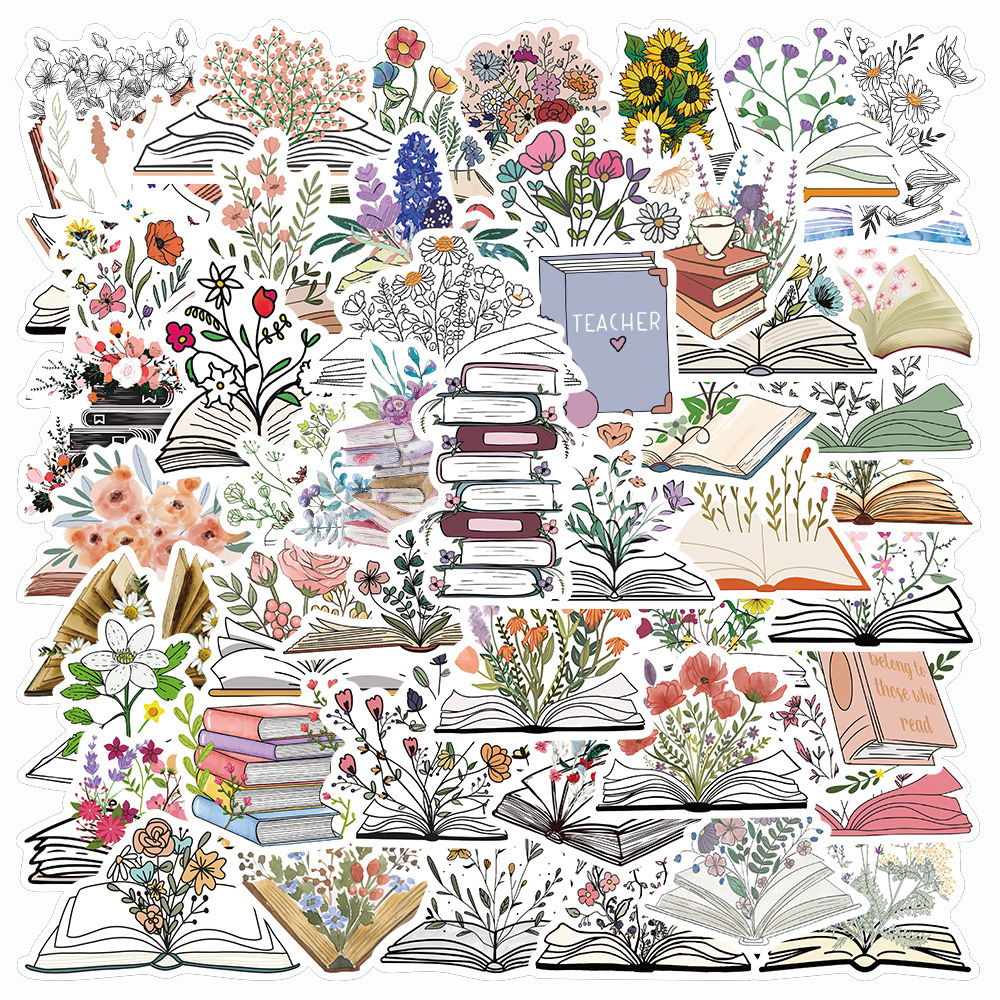 10/30/50 pçs estilo ins flor dos desenhos animados no livro adesivos estéticos à prova ddiy água diy portátil scrapbooking bagagem bonito adesivo packs