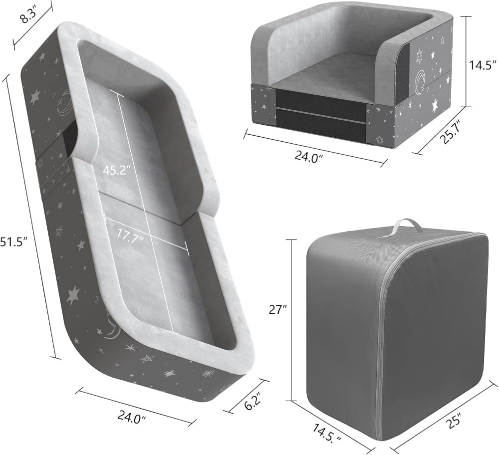 Toddler Travel Bed, Portable Travel Beds - Foldable Soft Foam Floor Cot with Washable Cover