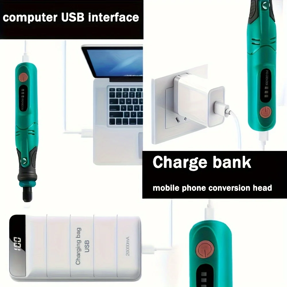 JANGKLIFE USB Cordless Rotary Tool Kit Holzbearbeitung Gravur Stift DIY Für Schmuck Metall Glas Mini Drahtlose Bohrer