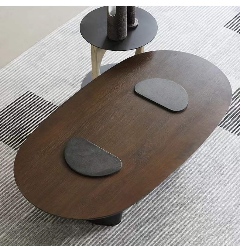 Muebles de estilo europeo de roble natural, mesa de sala de estar de madera, mesa final geométrica, mesa de centro minimalista