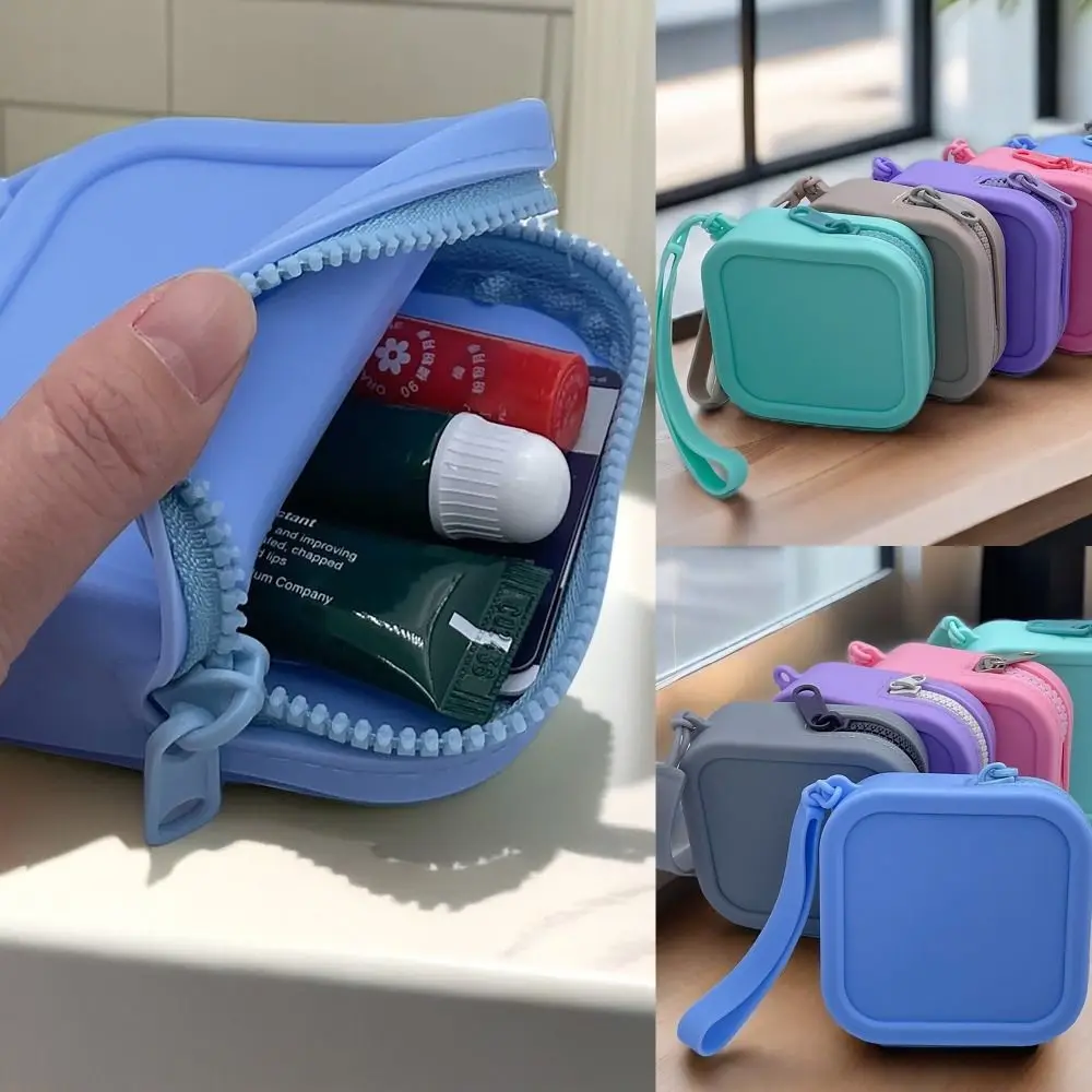 Vintage Silikon Organizer Geldbörse Geldbörse Wasserdichter Reißverschluss Kopfhörertasche Reisetasche Studenten
