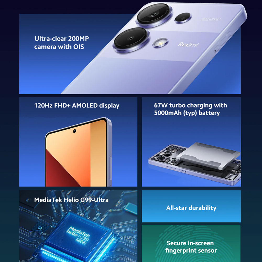 Xiaomi redmi note 13 pro 4g globale version smartphone media tek helio g99 6.67 "amoled display 120hz 200mp kamera 67w aufladen