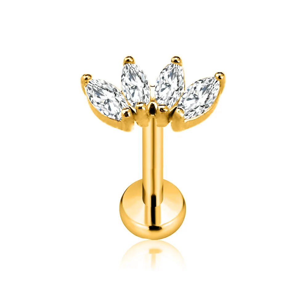 ASTM F136 G23 flor de titanio Luna mariposa sin rosca Piercing relámpago Pin Push in labio Stud Daith Concha pendiente 16G 18G 20G