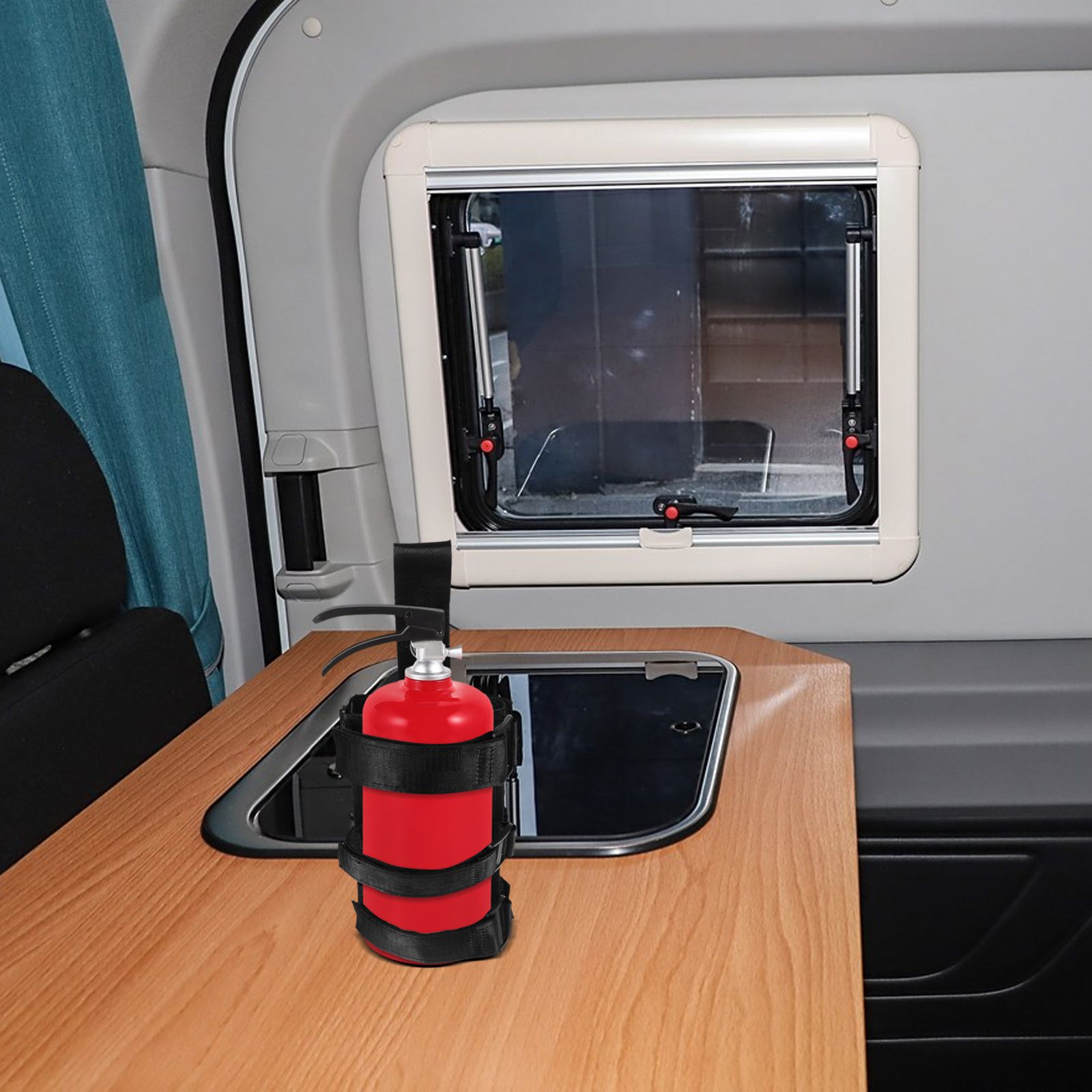 Gurthalter für Feuerlöscher, Trainingsausrüstung für Feuerwehrmann, Sicherheitsgurte, Montagehalterung, schwarzes Zubehör