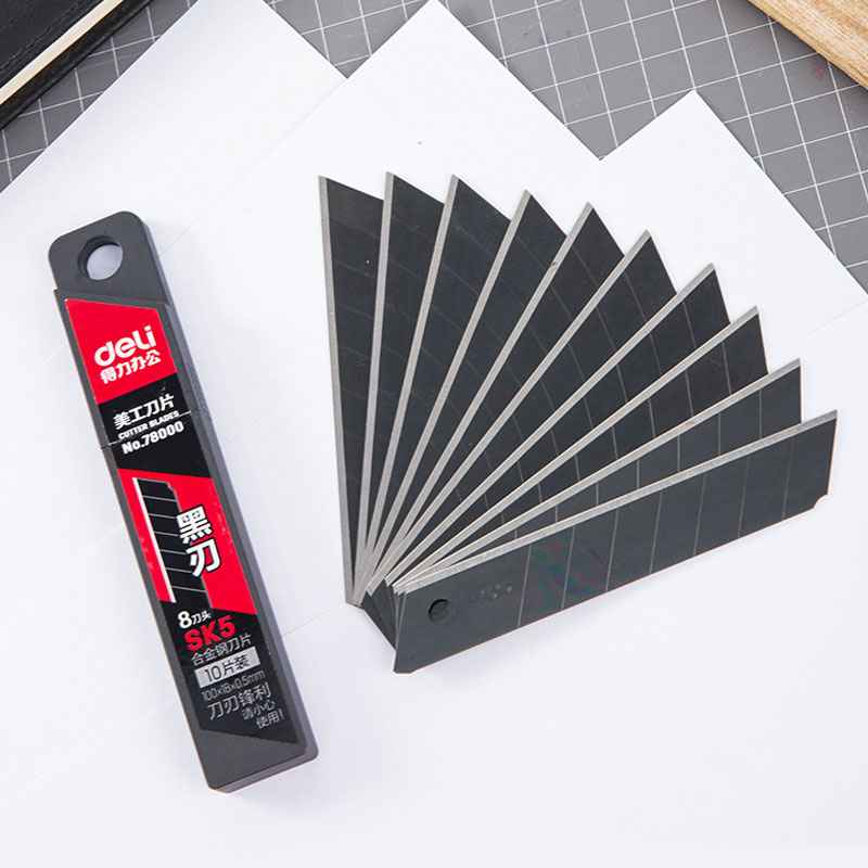 デリ 10 ピース/箱ナイフの刃 9/18 ミリメートル SK5 金属ブレードホームスクール用品アートクラフト紙箱切断ユーティリティナイフカッターツール