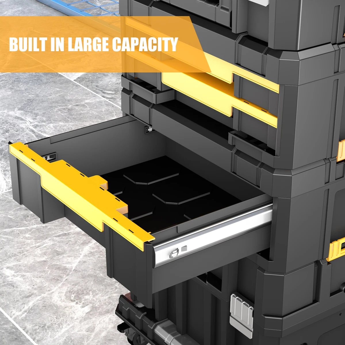 AIRAJ Stackable Modular Combo Toolbox Set -Portable Combo ToolBox with Wheels for Space-Saving Modular Assembly & Easy Mobility!