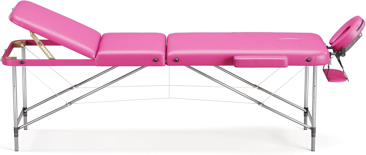 Portatil de aluminio Mesa Cama Banco Plegable masajista - Rosa