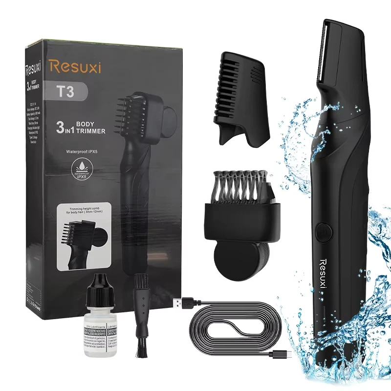 Recortador de pelo corporal eléctrico para hombres, maquinilla de afeitar impermeable inalámbrica, recortador de vello púbico portátil para área sensible pubiana de bola/groína