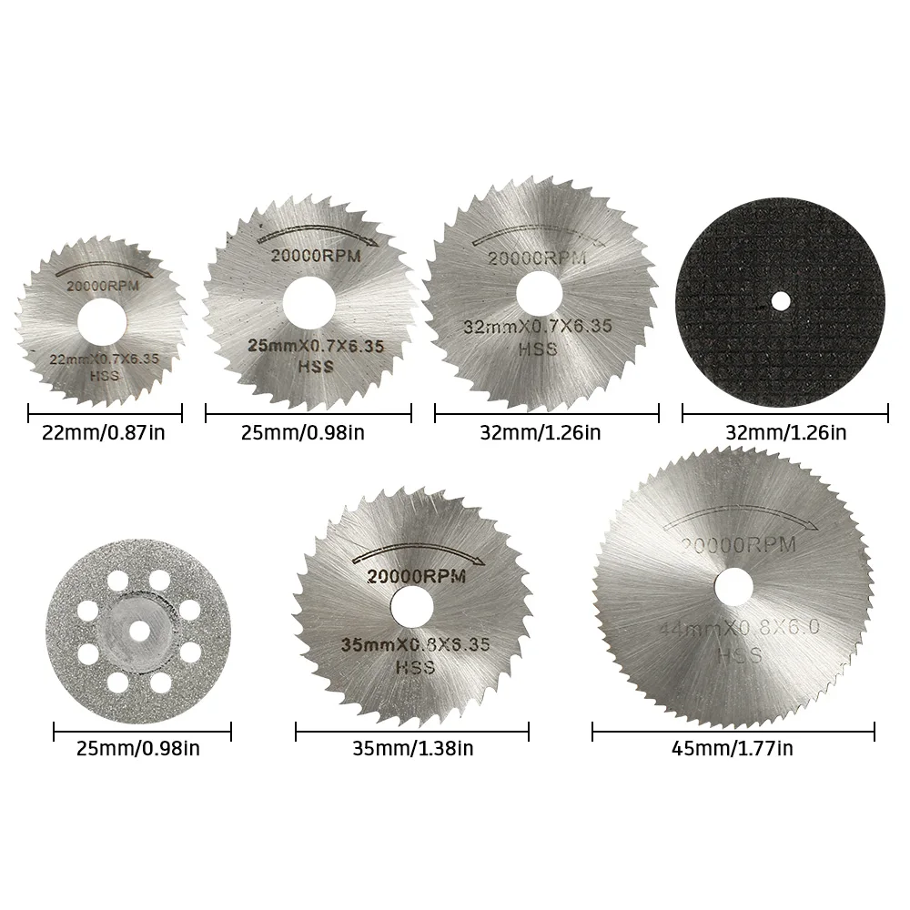 6-32 pezzi mini set di lame per sega circolare levigatura disco da taglio per mola per accessori Dremel utensili rotanti per taglio metalli