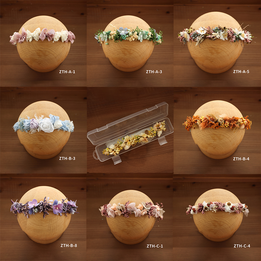 Повязка на голову для новорожденных, аксессуары для фотосъемки, красивый искусственный цветок, головной убор для маленьких девочек, регулируемые головные уборы с сушеными цветами, реквизит