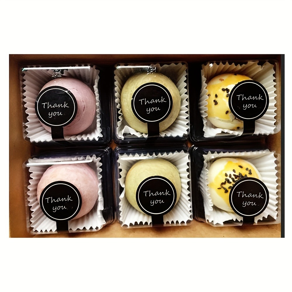 100/200pcs black Thank you long sealing sticker pudding bottle sticker, baking box label sticker, baking, handicraft products