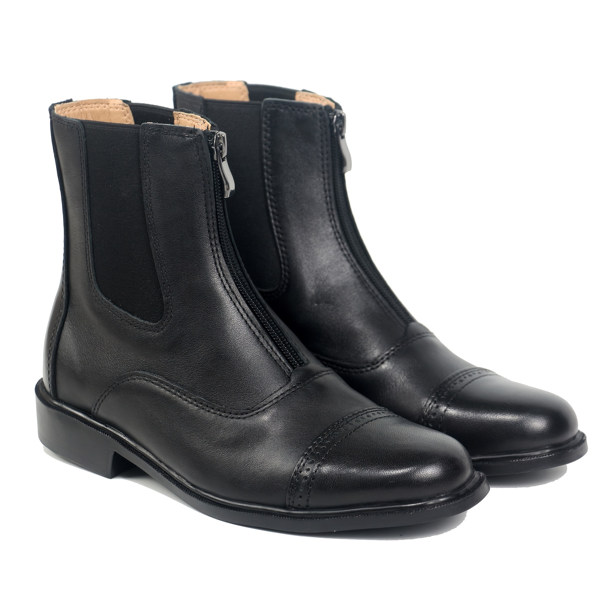 Botas de equitação para homens e mulheres, botas equestres, couro completo, alta qualidade, sapatos com zíper, perspectiva, cabeçada