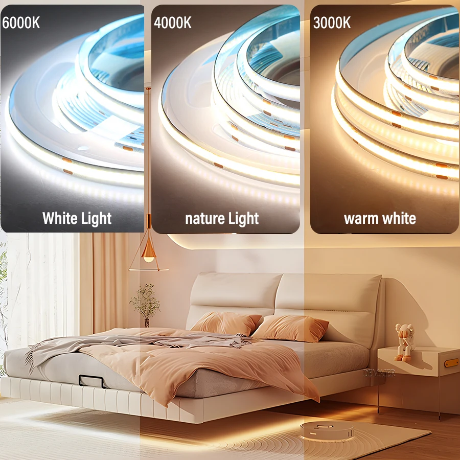 COB LED Strip 220v/110V Kitchen LED Under Cabinet Light Wood Penetrable Touch Switch Motion sensing sensor DIY Shelf Pantry