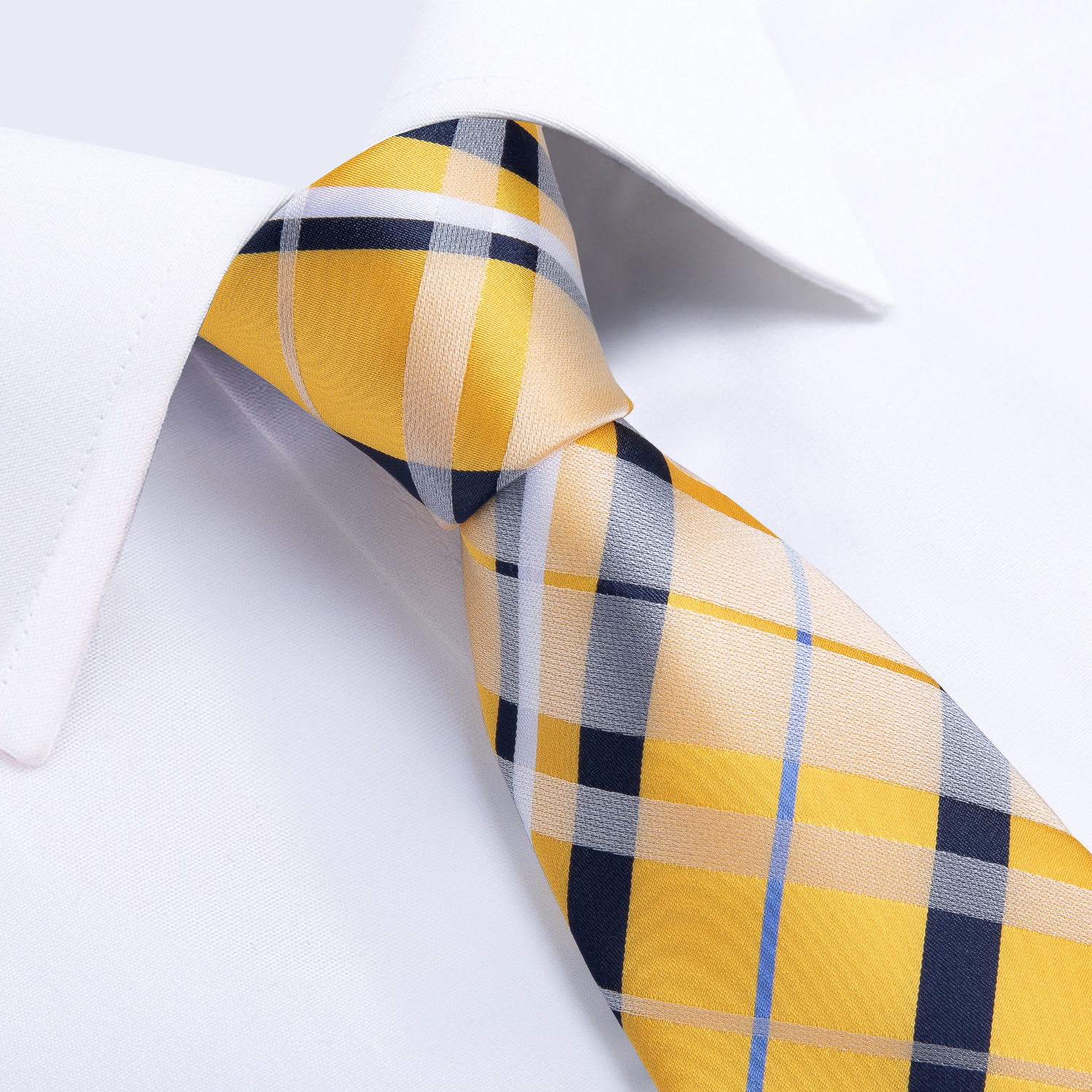 Cravates classiques en soie à carreaux rayés jaunes pour hommes, mouchoir, boutons de manchette, broche, accessoires de mariage, cadeau pour hommes, livraison directe, nouvelle collection 2023