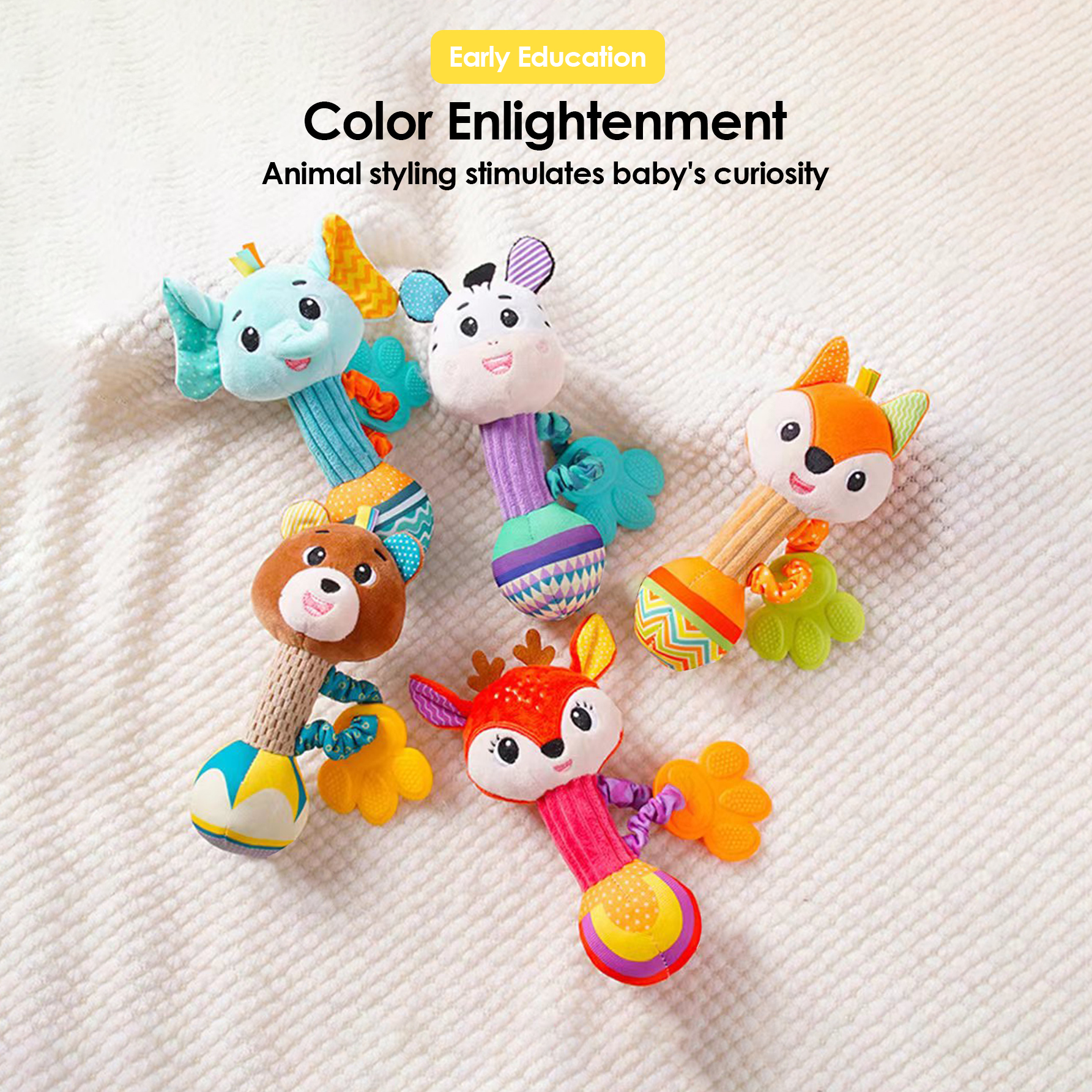 0 ~ 24 mesi sonagli per bambini morbidi giocattoli di peluche piede sonaglio da polso set cartone animato giocattoli educativi per lo sviluppo del neonato per i bambini