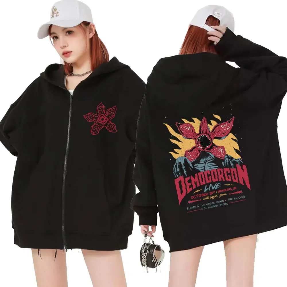 Eddie Munson The Demogorgon Sudadera con capucha con cremallera hombres mujeres Cannibal flor monstruo estampado cárdigan Sudadera con capucha ropa de calle Harajuku
