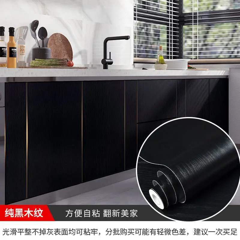 ไม้สีทึบการตกแต่งบ้านภาพยนตร์ไวนิลสติกเกอร์กันน้ำ Self-Adhesive ประตูตู้โมเดิร์นเฟอร์นิเจอร์ตกแต่งผนัง