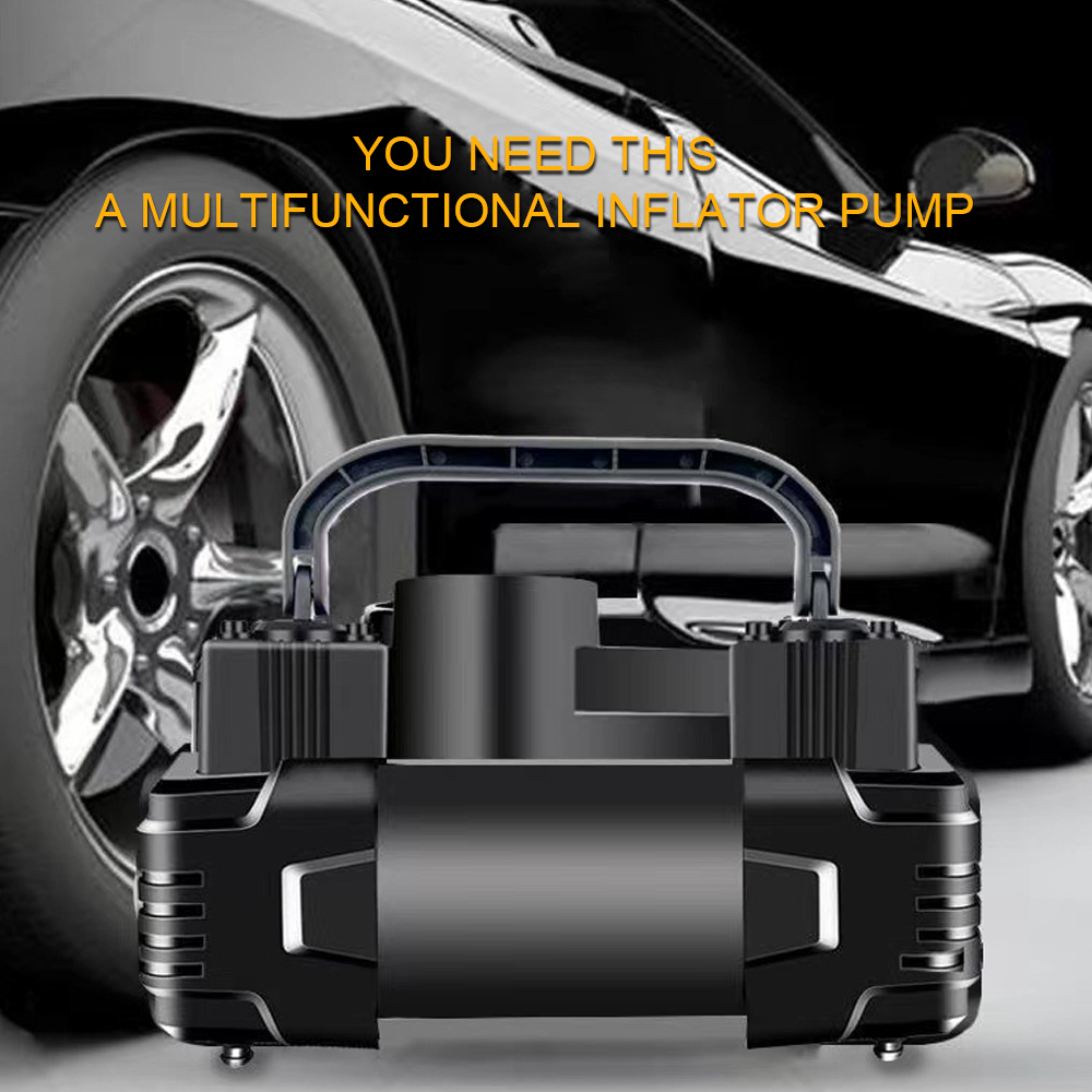 12V 150PSI Mini Luft Kompressor Dual Zylinder Heavy Duty Reifen Inflator Mit LED Licht Auto Elektrische Luftpumpe Auto aufblasbare Werkzeug