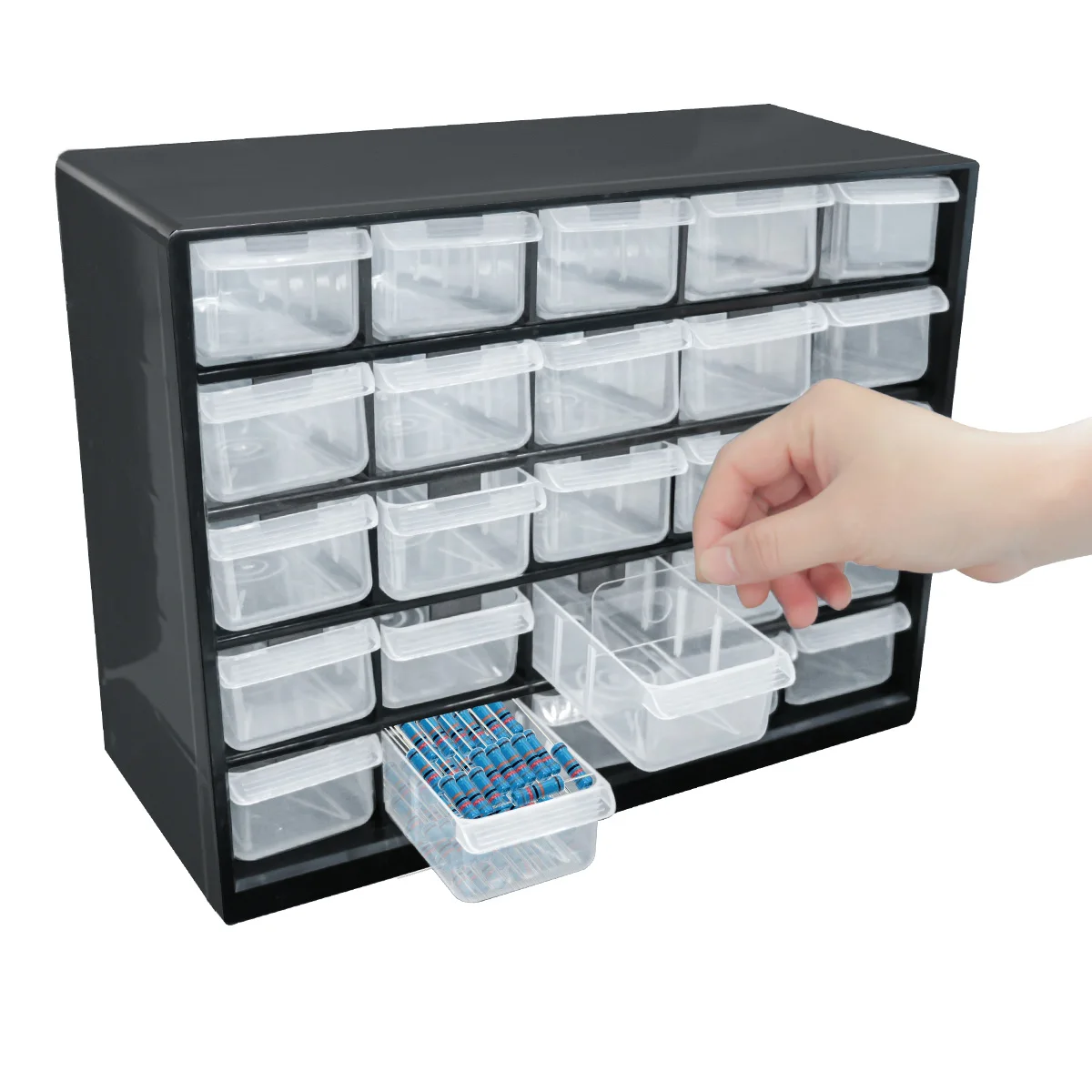 25 Multi-grid Lade Onderdelen Doos Wandmontage Schroef Classificatie Componentendoos Gereedschapskoffer elektronische componenten Opslag Gereedschapskist