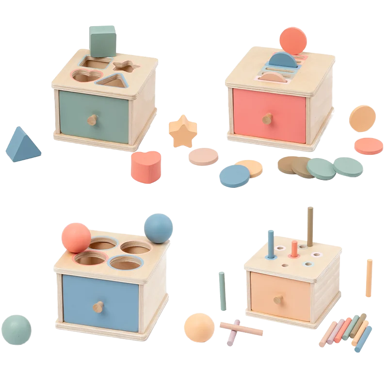 Wooden Color Shape Sorting Toys Drawer Box Busy Board Matching Game Fine Motor Sensory Toys Montessori Learning For Baby Gifts
