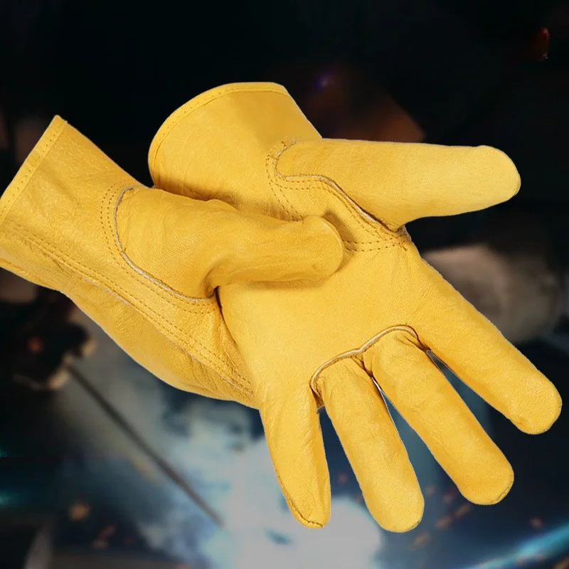 Garden Work Gloves Flex Grip Tough Cowhide Driver Safety Welding Hunting Hiking Farm Gardening Driving Gloves For Men