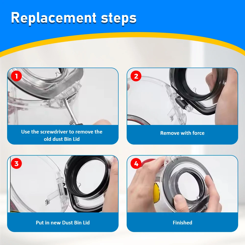 For Dyson V6 V7 V8 V11 V10 V12 V15 Vacuum Cleaner Accessory Dustbin Cover Dust Bin Top Fixed Sealing Ring and Dust Cup Base Lid