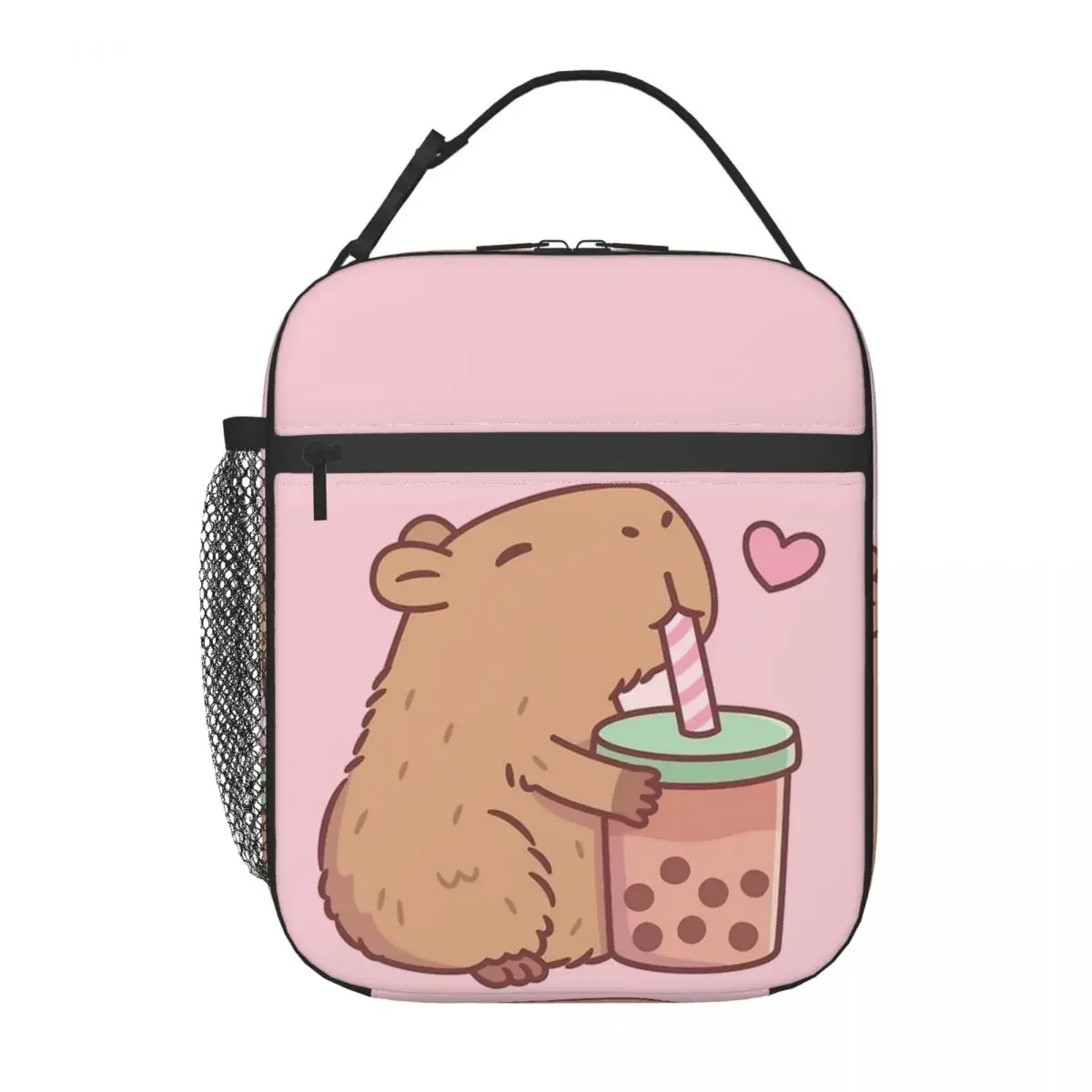 Cute Capybara Loves Bubble Tea Thermal Insulated Lunch Bag for Travel Portable Food Bag Container Cooler Thermal Lunch Boxes