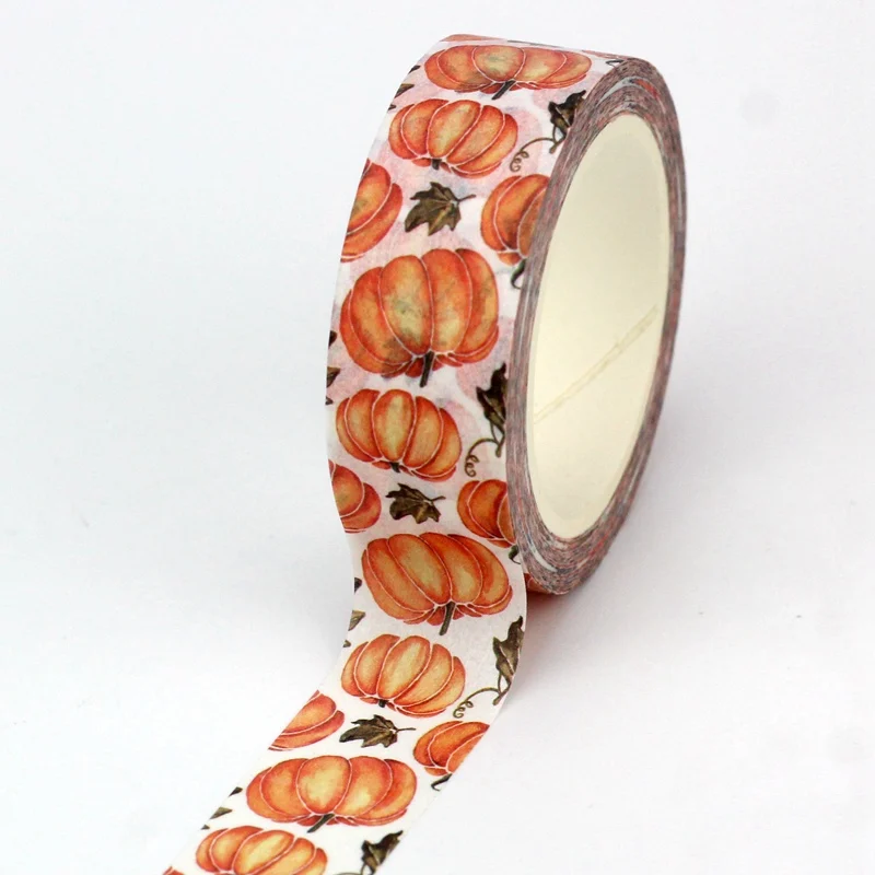 Cinta Washi decorativa de calabaza y hoja verde, 1x10M, para planificador de álbumes de recortes, papelería Kawaii, Otoño, novedad