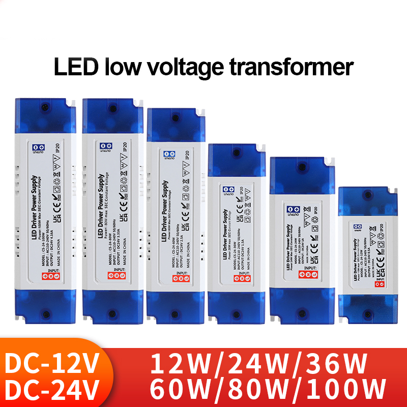 Transformador de iluminación LED 100W 80W 60W 36W 24W 12W adaptador de corriente AC/DC 12V 24V accesorio de iluminación tira de luz LED